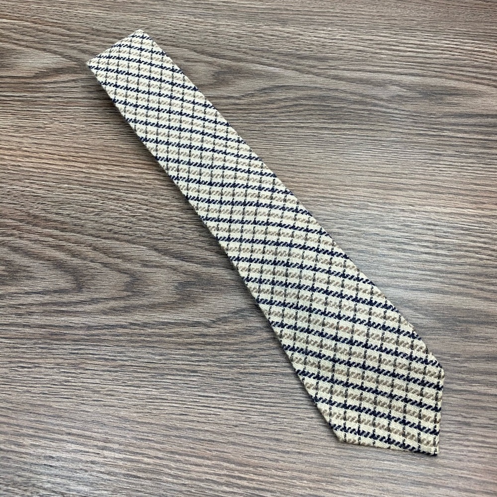 Flying Scotsman Ivory, Black & Grey Check Wool Tie